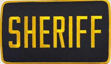 SHERIFF 5" X 9" PATCH - MD GOLD on BLACK, MD GOLD TRIM - SEW ON.